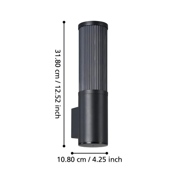 Ribbed LED Outdoor Wall Light - Black, Aluminium