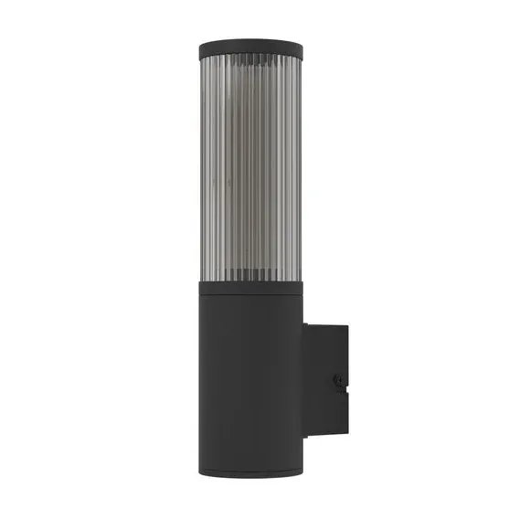 Ribbed LED Outdoor Wall Light - Black, Aluminium image