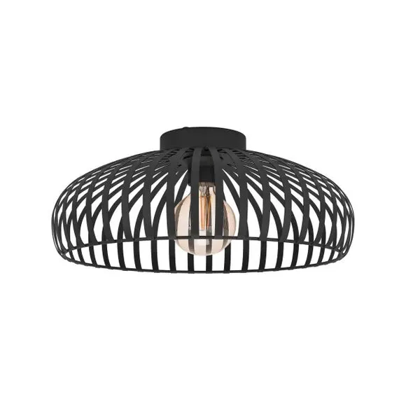 Round Flush Ceiling Light - Black, Metal