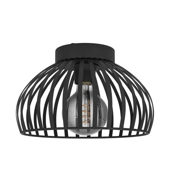Round Flush Ceiling Light - Black, Metal