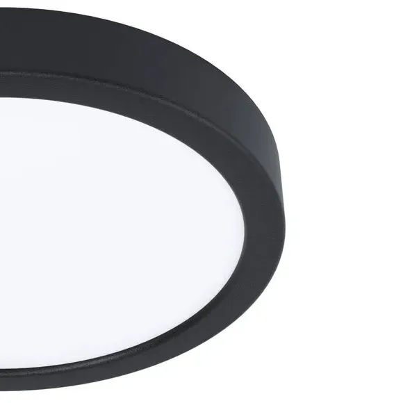 Round Flush Ceiling Light LED - Black, Metal