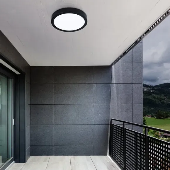 Round Flush Ceiling Light LED - Black, Metal image