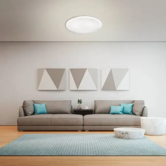Round Flush Ceiling Light LED - White, Steel image