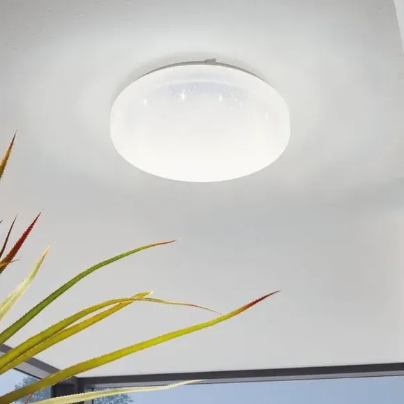 Round Flush Ceiling Light - White, Steel