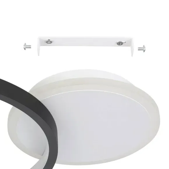 Round LED Flush Ceiling Light - Black, Metal