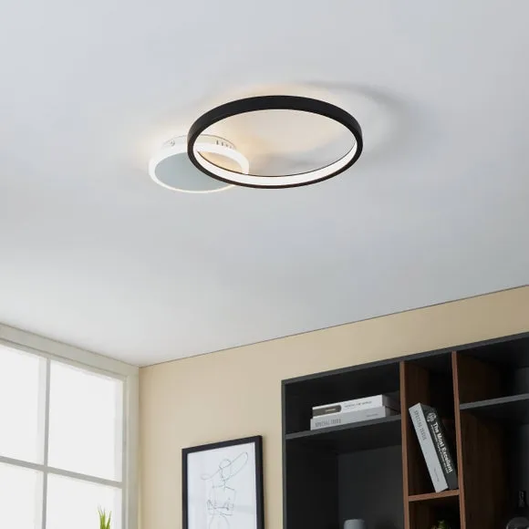 Round LED Flush Ceiling Light - Black, Metal image
