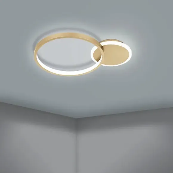 Round LED Flush Ceiling Light - Gold, Metal