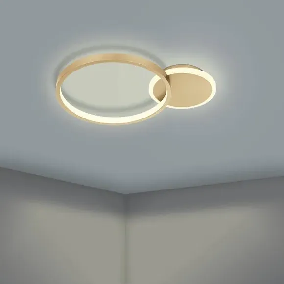 Round LED Flush Ceiling Light - Gold, Metal