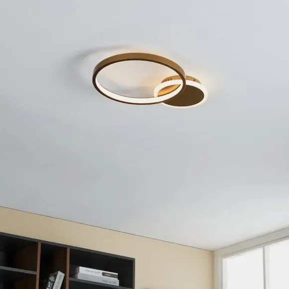 Round LED Flush Ceiling Light - Gold, Metal