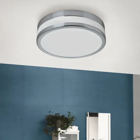 Round LED Flush Ceiling Light - Silver, Chrome