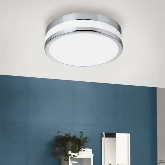Round LED Flush Ceiling Light - Silver, Chrome image