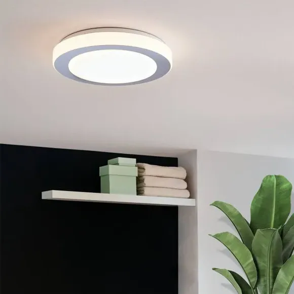 Round LED Flush Ceiling Light - White, Plastic image