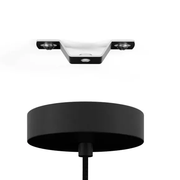 Round Pendant Light with Wood Ring - Black, Steel