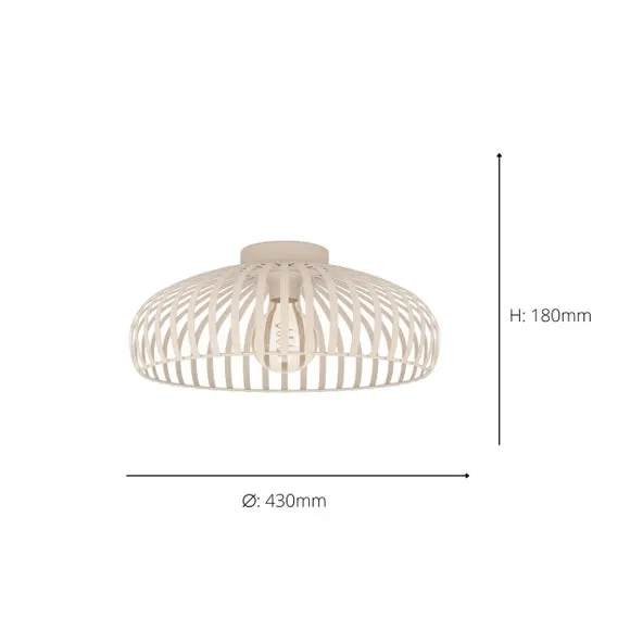Semi Flush Ceiling Light Caged - Sand, Steel