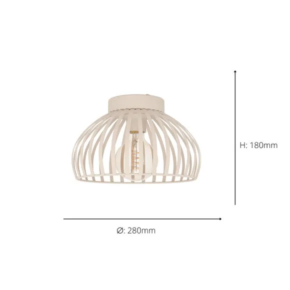 Semi Flush Ceiling Light Caged - Sand, Steel
