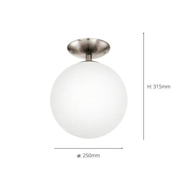 Semi Flush Ceiling Light - Satin Nickel, Steel