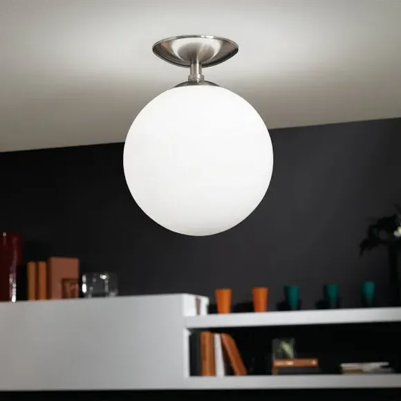 Semi Flush Ceiling Light - Satin Nickel, Steel