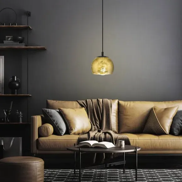 Spherical Pendant Light - Black, Glass image