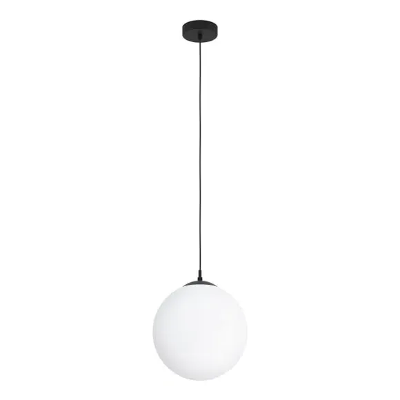 Spherical Pendant Light - Black, Opal Glass
