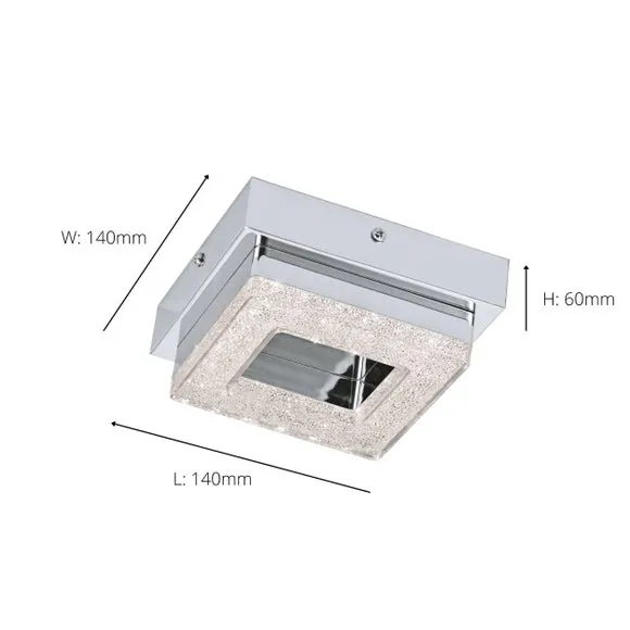 Square LED Ceiling Light with Crystal - Chrome