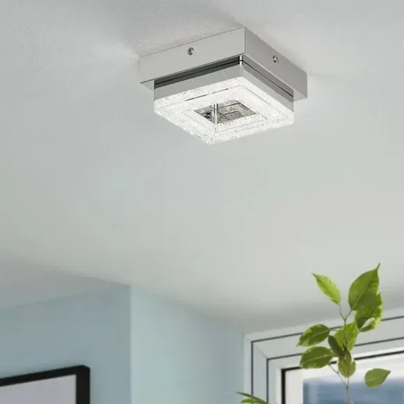 Square LED Ceiling Light with Crystal - Chrome image
