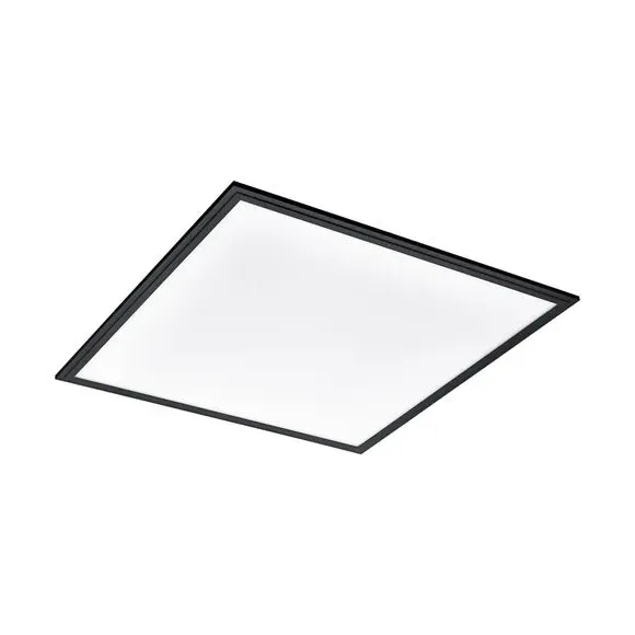 Square LED Flush Ceiling Light - Black, Metal