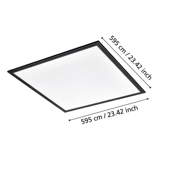 Square LED Flush Ceiling Light - Black, Metal