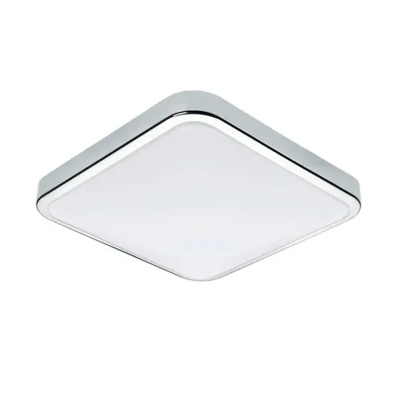 Square LED Flush Ceiling Light - Chrome, Metal