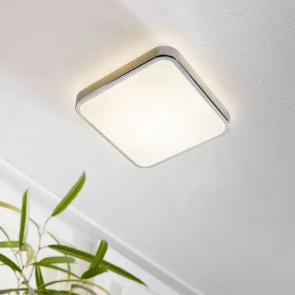 Square LED Flush Ceiling Light - Chrome, Metal image