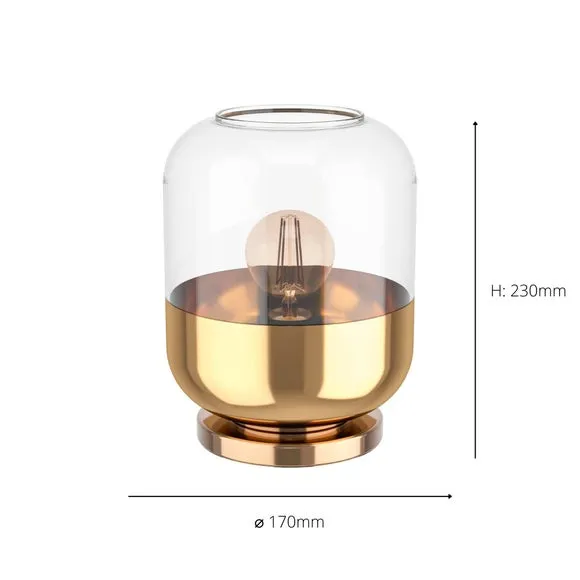 Table Lamp with In-Line Switch - Gold, Glass