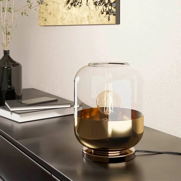 Table Lamp with In-Line Switch - Gold, Glass image