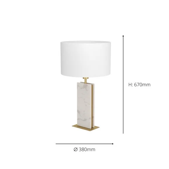 Table Lamp with In-Line Switch - White, Linen