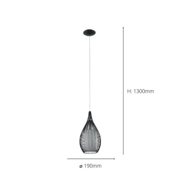 Teardrop Pendant Light Adjustable - Black, Wire