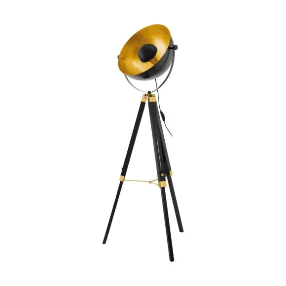Tripod Floor Lamp with Adjustable Height - Black