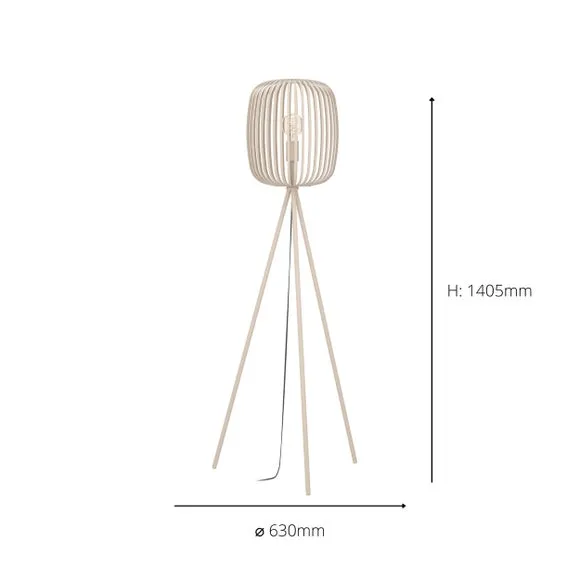Tripod Floor Lamp with Cage Shade - Natural
