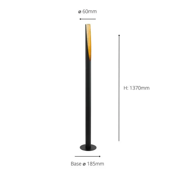Tube Floor Lamp with Gold Lining - Black, Metal
