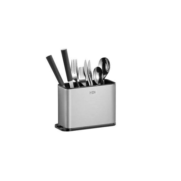 Utensil Holder with Dividers - Stainless Steel image