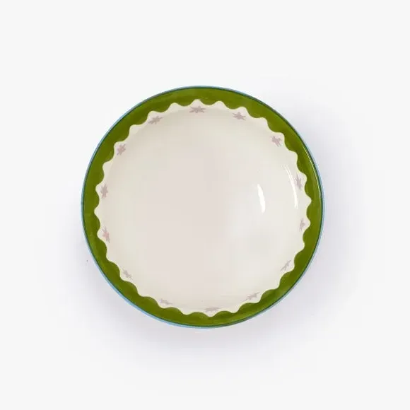 4-Pack Cereal Bowls Star Print - Green, Stoneware