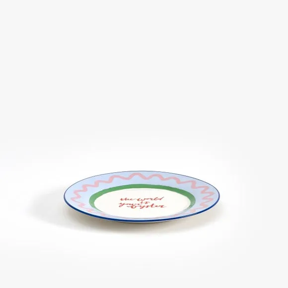 4-Pack Side Plates with Slogan - White, Stoneware