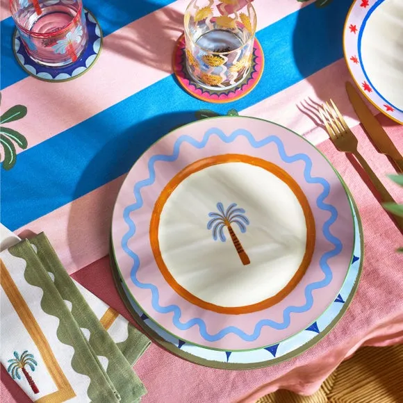 4-Piece Dinner Plate Set Palm Tree - White image
