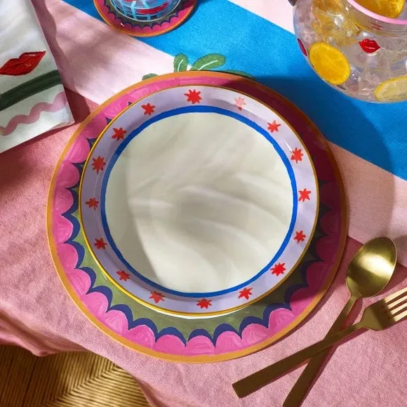 4-Piece Pasta Bowl Set Star Pattern - White image