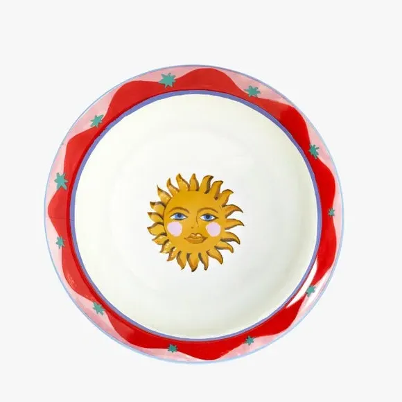 Serving Bowl with Sun Motif - White, Stoneware