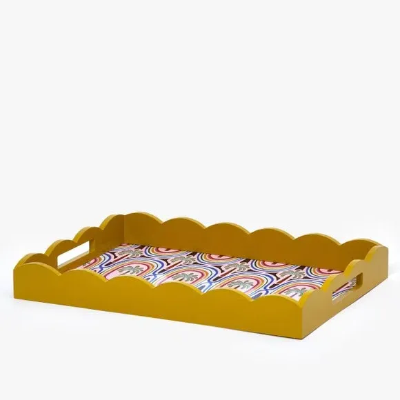 Serving Tray with Palm Tree Design - Yellow