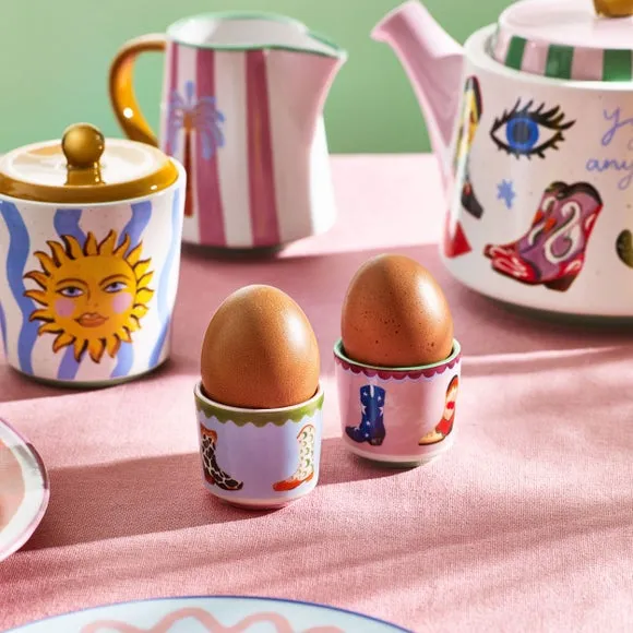 Set of 2 Egg Cups - Pink, Stoneware image