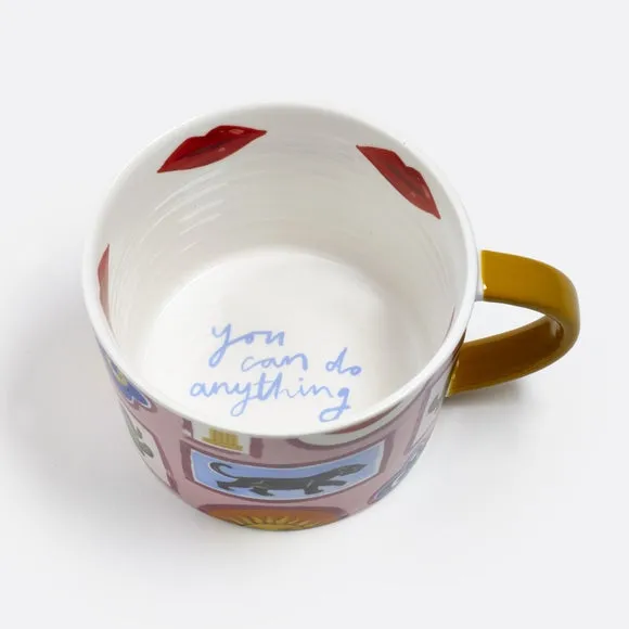 Set of 2 Mugs with Hand-Dipped Handles - Pink