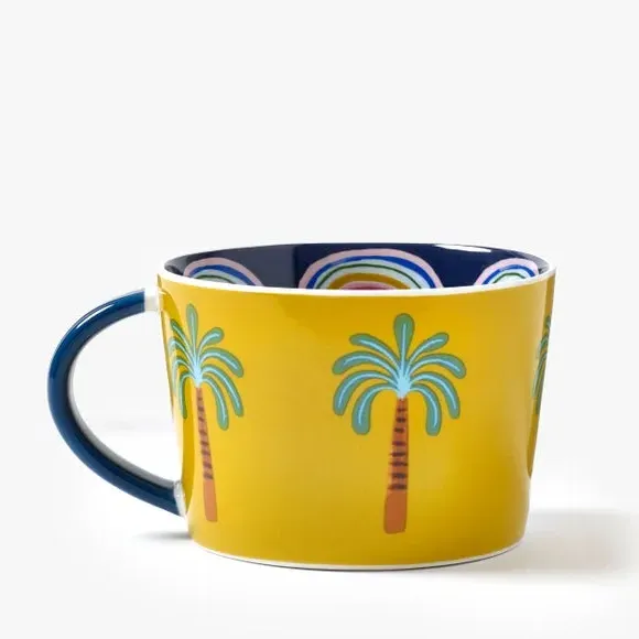 Set of 2 Palm Tree Mugs - Orange, Stoneware
