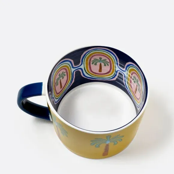 Set of 2 Palm Tree Mugs - Orange, Stoneware