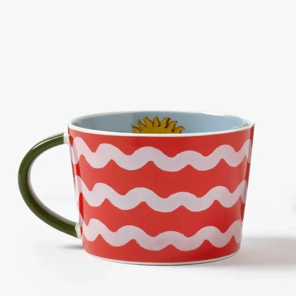 Set of 2 Sun Mugs - Red, Stoneware