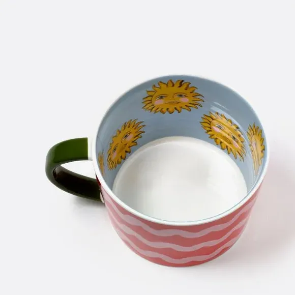 Set of 2 Sun Mugs - Red, Stoneware