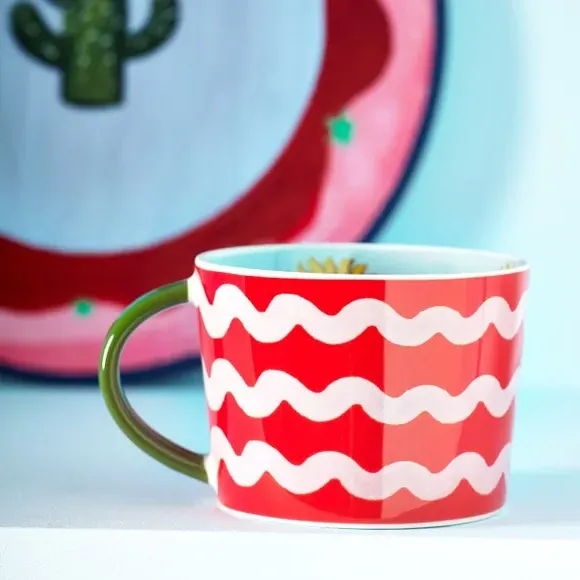 Set of 2 Sun Mugs - Red, Stoneware image